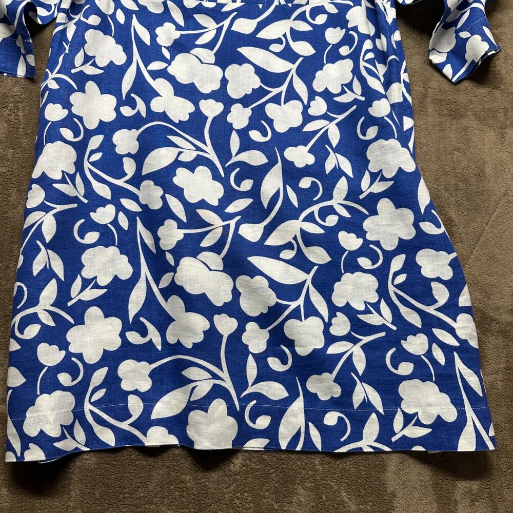 Boden Sz 18 Long Blue and White Floral Linen Midi Dress - Picture 3 of 12